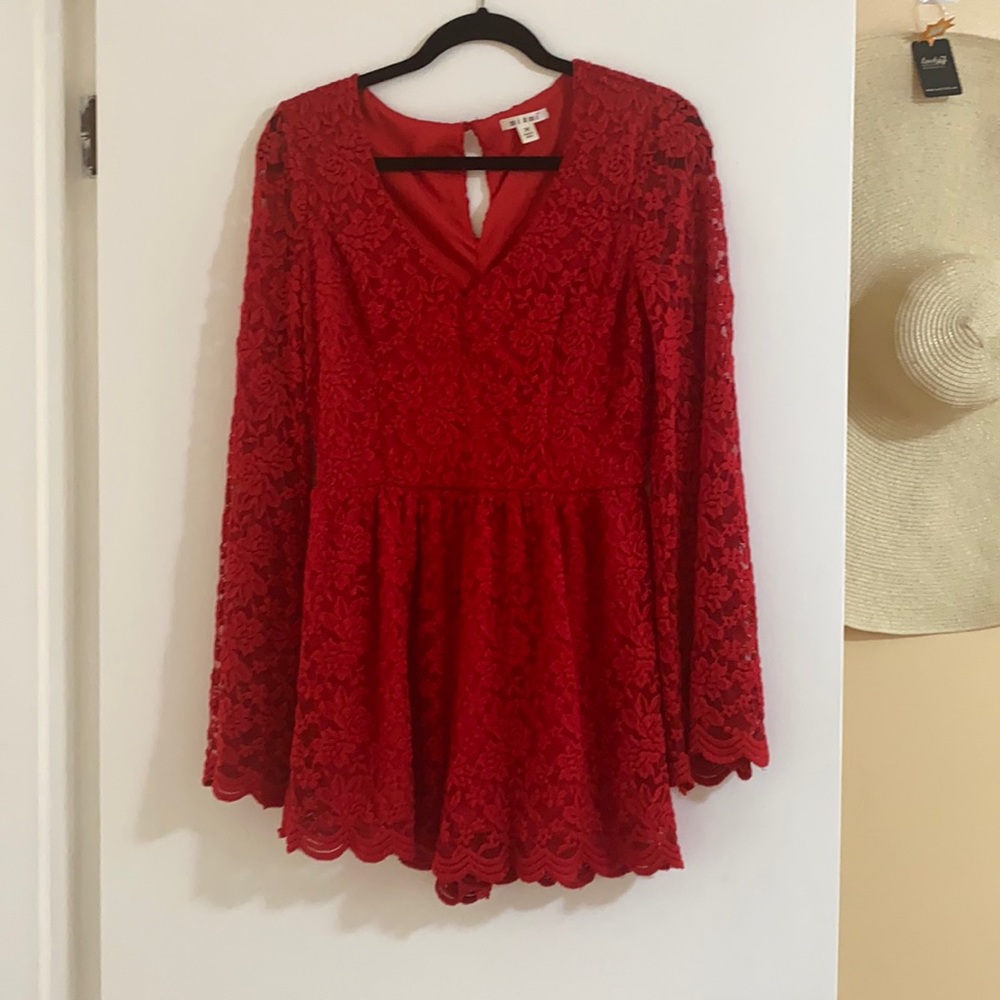 Red lace romper